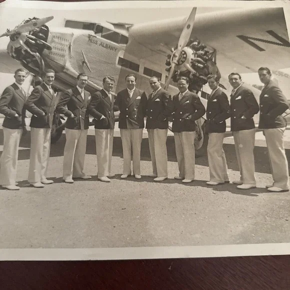 1930s TWA Crew at Ford Tri-Motor Albany NY – Edward A Driscoll Photo Miss Albany